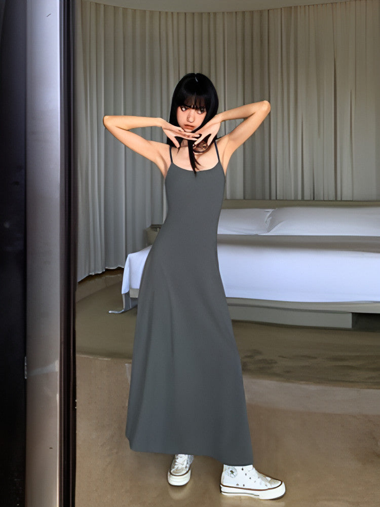 Summer Black Slimming Spaghetti Strap Maxi Dress