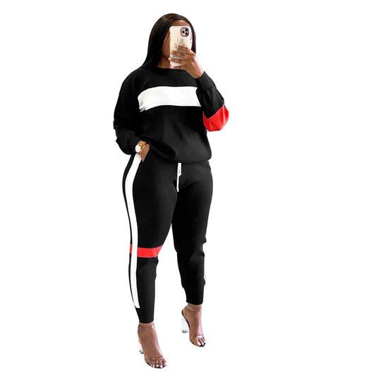 Clothing Sweater Patchwork Stripes Suit Sports Long Sleeve Clothing