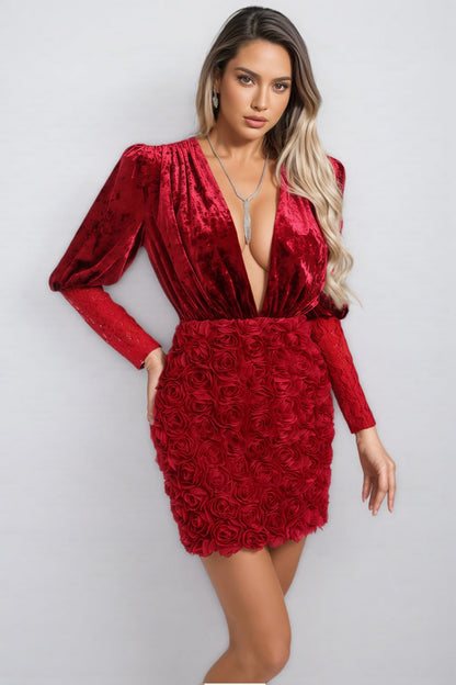 Dax 3d Long Sleeve Mini Dress