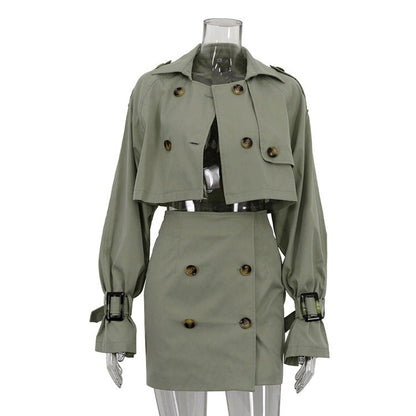 Autumn Clothing High Grade British Short Work Clothes Coat Hip Skirt Retro Set