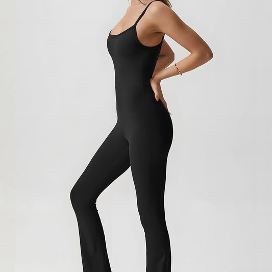 Sports Workout Clothes Slim Fitted Waist Butt Lift Underwear Wide Leg Yoga Bell Bottom Pants Overall Horseshoe Pants