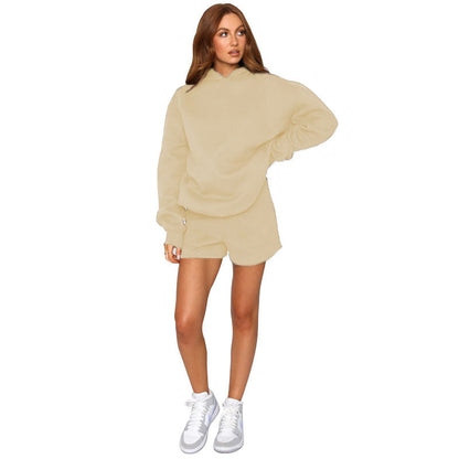 Autumn Winter Color Hooded Pullover Long Sleeve Sweaters Clothing Shorts Suit