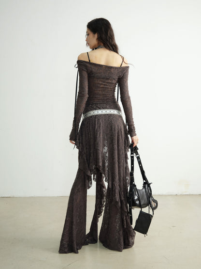 Textured Ruffle Dance Pant Set