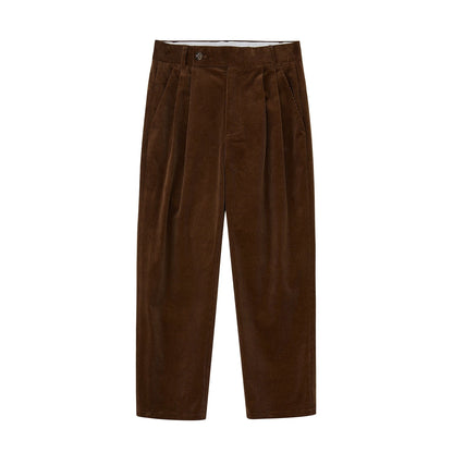 Wide Waist Tab Double-pleated Relaxed Cropped Pants