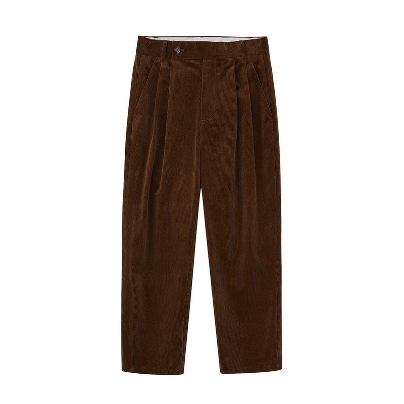 Wide Waist Tab Double-pleated Relaxed Cropped Pants