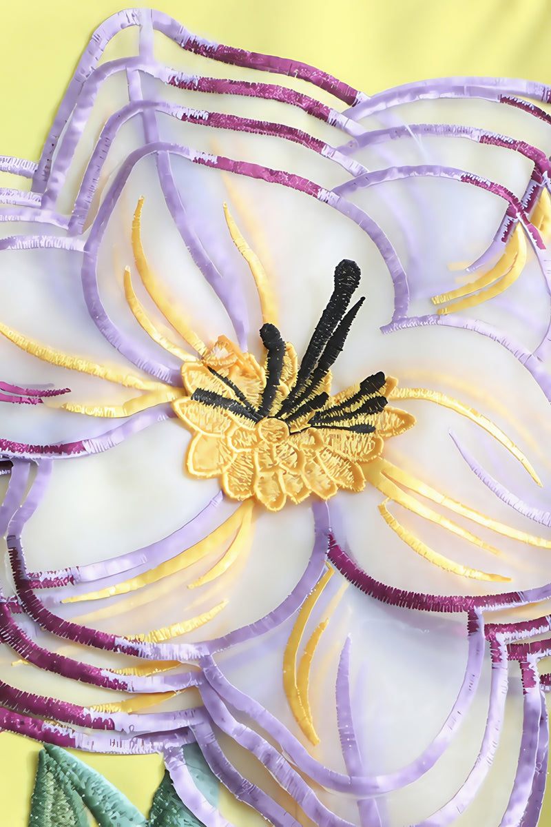 Garrisf Yellow 3d Mini Dress