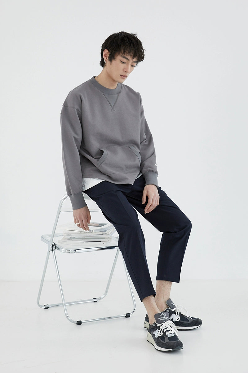 Elastic Waist Wide-leg Cropped Pants