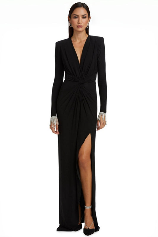 Aila Black Twisted Maxi Dress