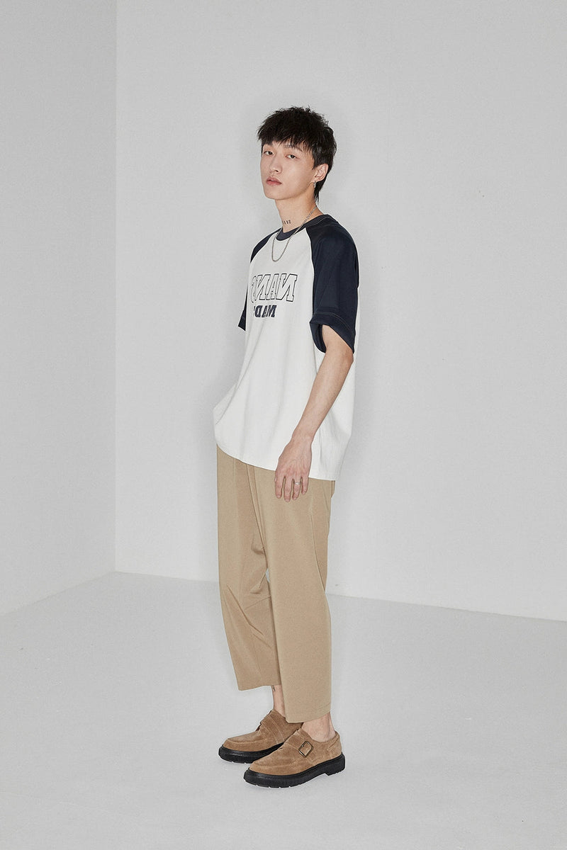 Side Seam-free Elastic Waist Cropped Pants