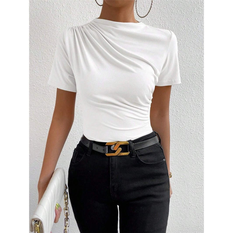 Pleated Slim Fit Short-sleeved T-shirt