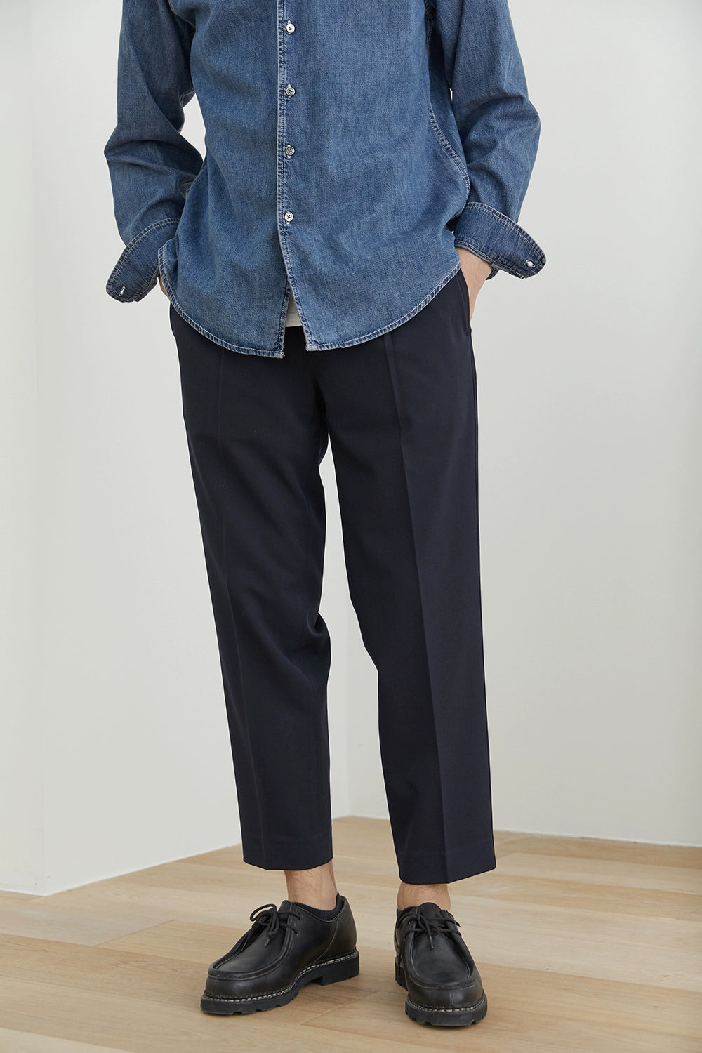 Elastic Waist Wide-leg Cropped Pants