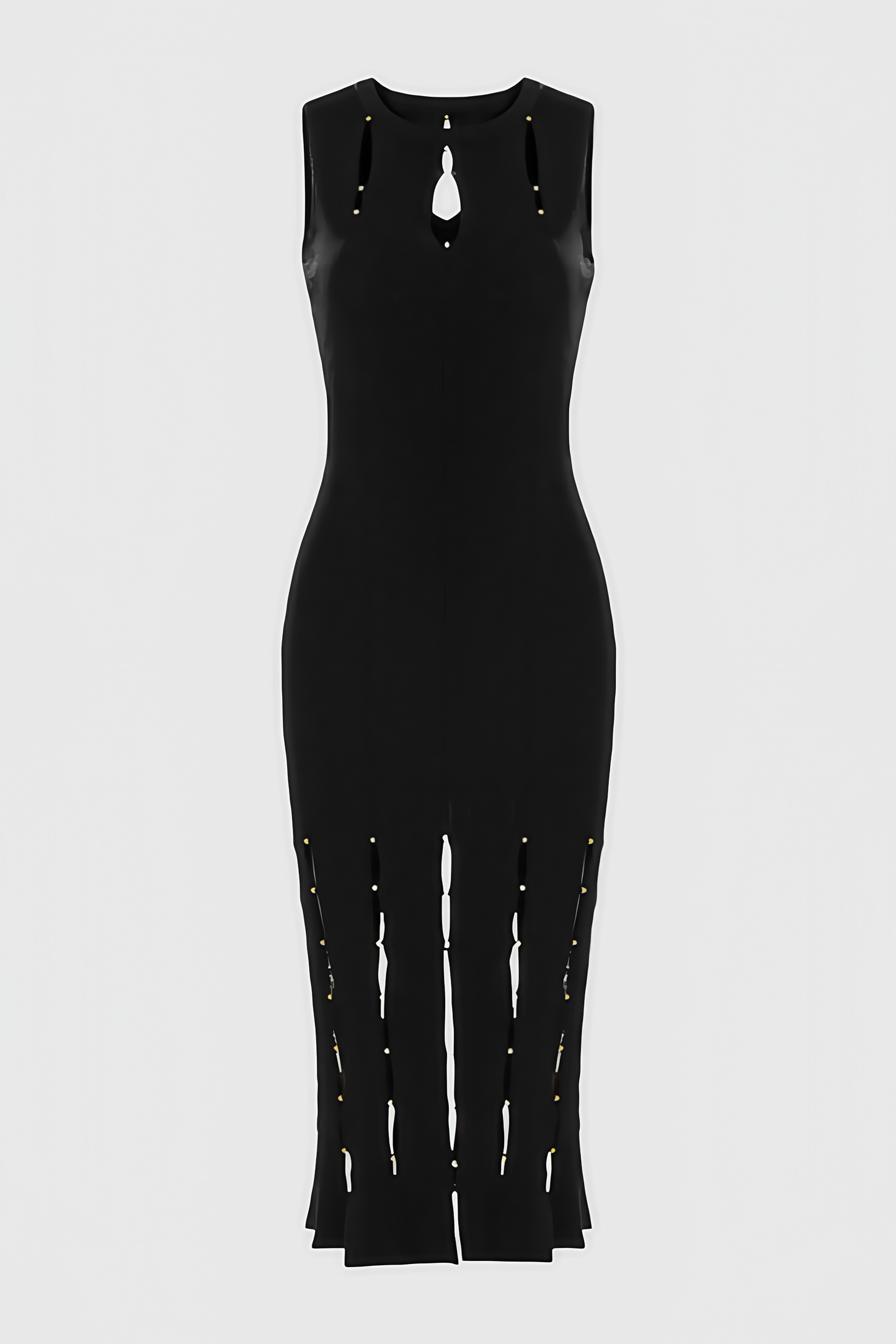 Breclk Beaded Openwork Sleeveless Midi Dress