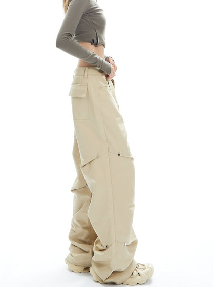 Charcoal Cargo-style Wide-leg Pants