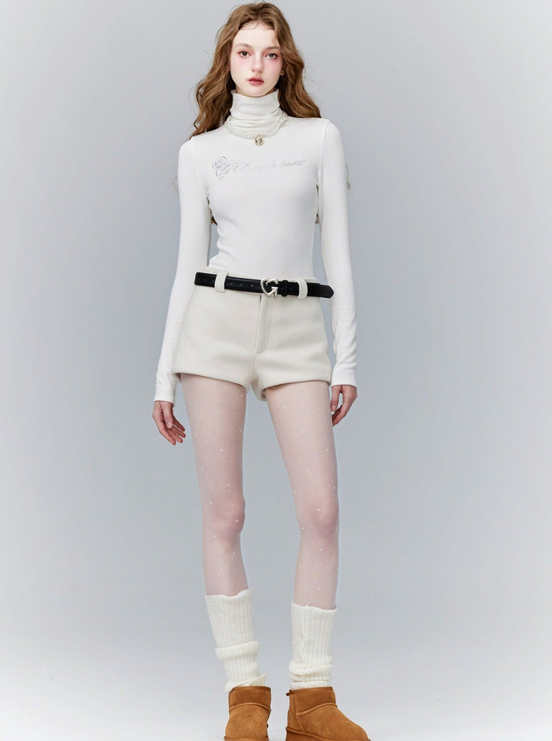 Versatile Tailored Micro Shorts: Sleek Flat-front in Ivory and Black