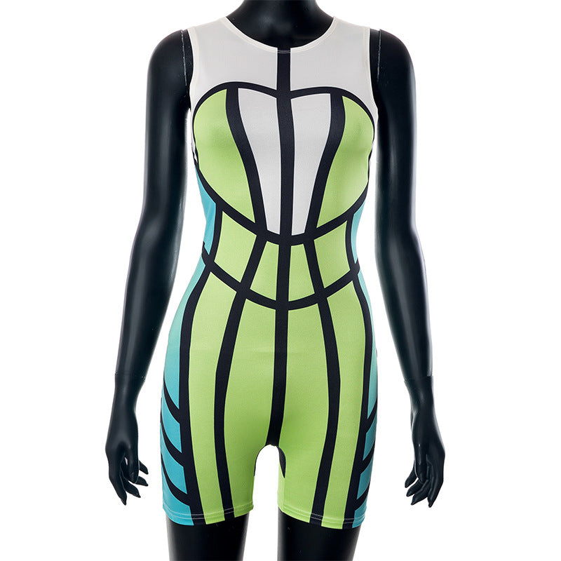 Clothing Summer Printed Sleeveless Romper One Piece