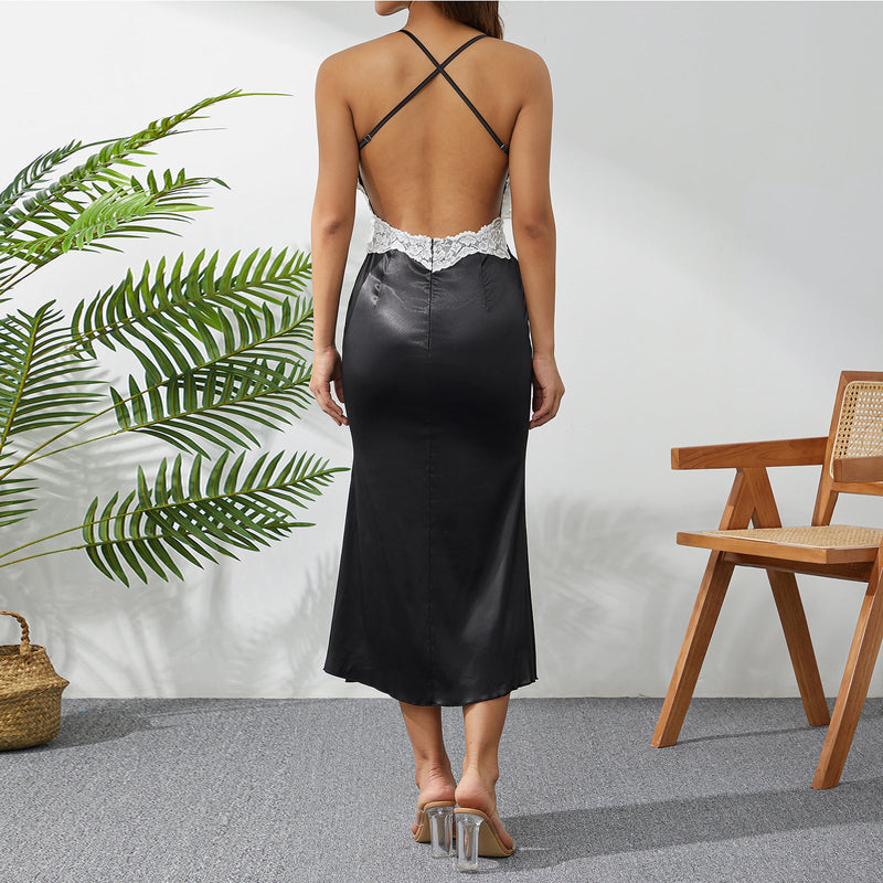 Clothing Slim Fit Evening Dress Maxi Dress Lace Lace Backless Strap Dress