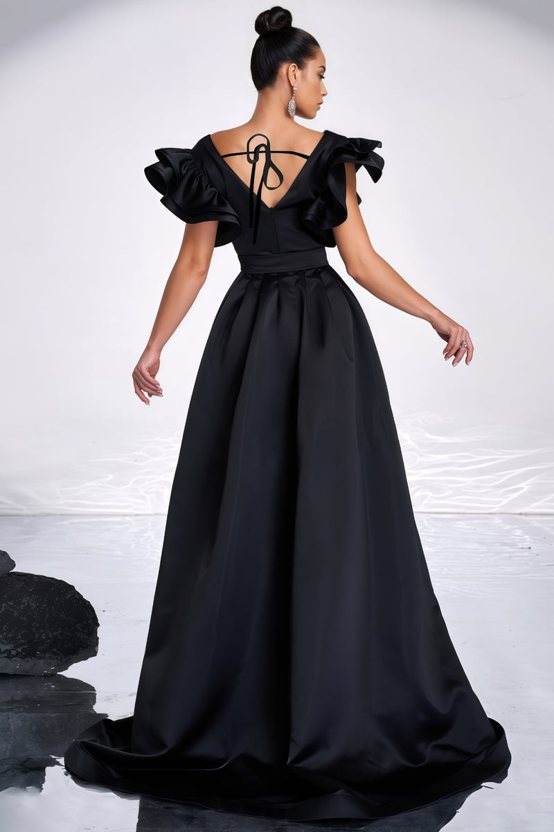 Ariasd Black Sequin Flower Maxi Dress