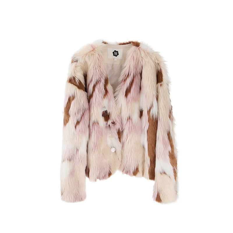 Multi-colored Faux Fur Statement Coat