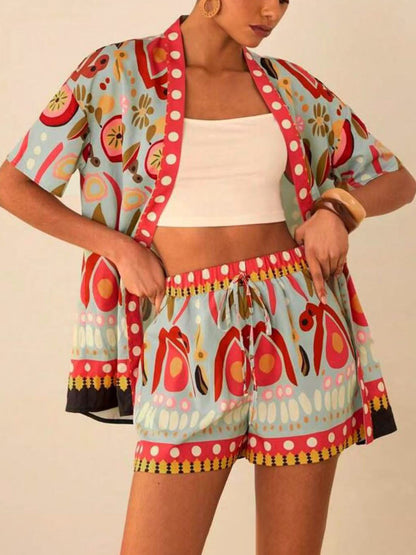 Personalized Graffiti Print Shorts Two-piece Set
