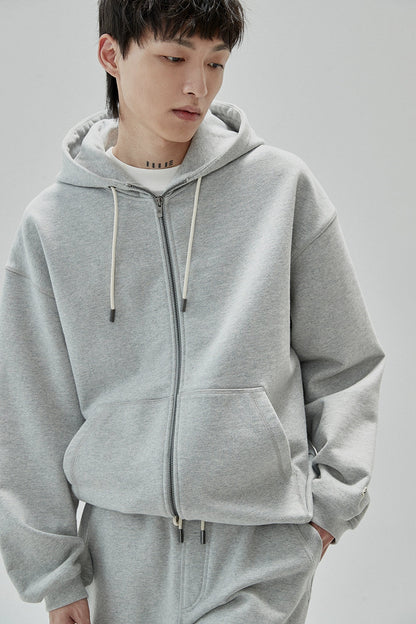 Full Zip Hooded Sweatshirt & Straight Leg Cuffed Pants Set