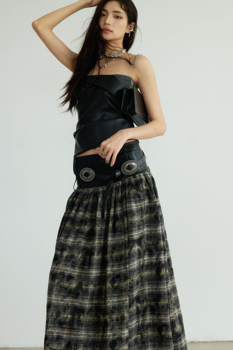 Highland Mist Plaid Maxi Skirt