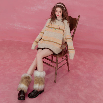 Pink Striped Mohair Sweater