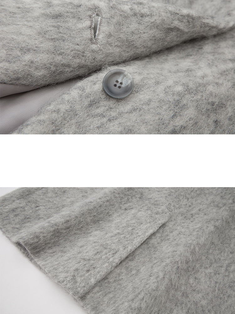 Wool Coat With Lace Lapel