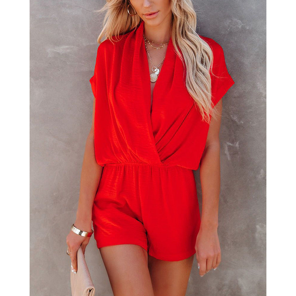 Spring Summer V Neck Loose Jumpsuit Home Multi Color One Piece Clothes