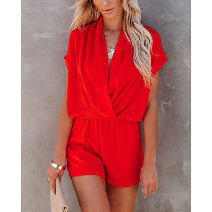 Spring Summer V Neck Loose Jumpsuit Home Multi Color One Piece Clothes