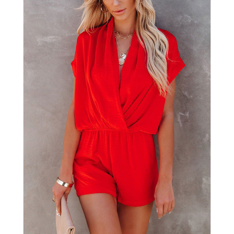 Spring Summer V Neck Loose Jumpsuit Home Multi Color One Piece Clothes