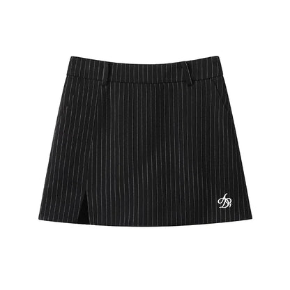 Pinstripe Mini Skort - Classic Business Skirt-shorts Combo