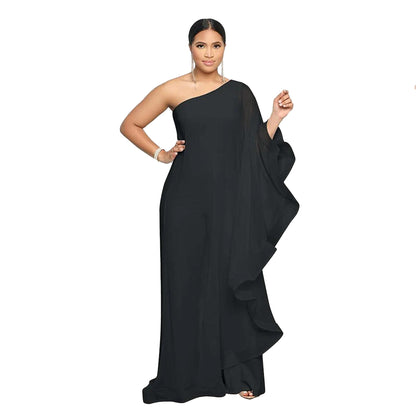Multi Color One Shoulder Sleeveless Stitching Stretch Jumpsuit
