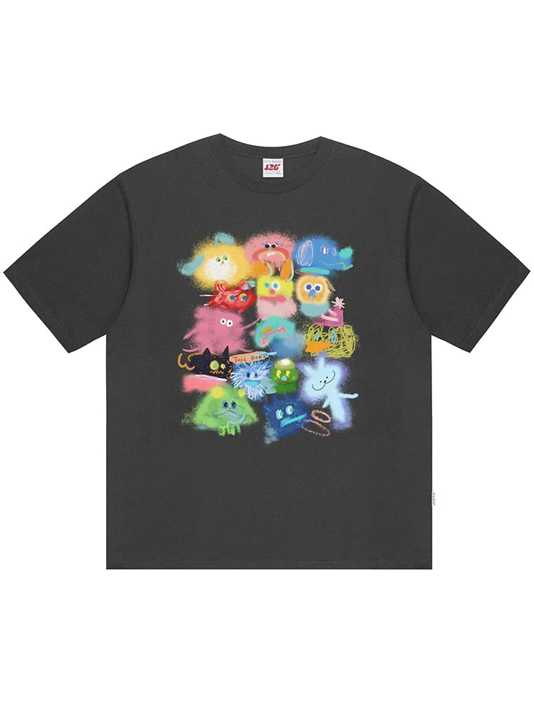 Inkjet Color Graffiti Print T-shirt