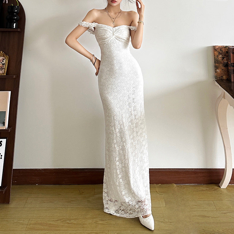 Fall Clothing Suspenders Maxi Dress High Waist Slim Color Dress