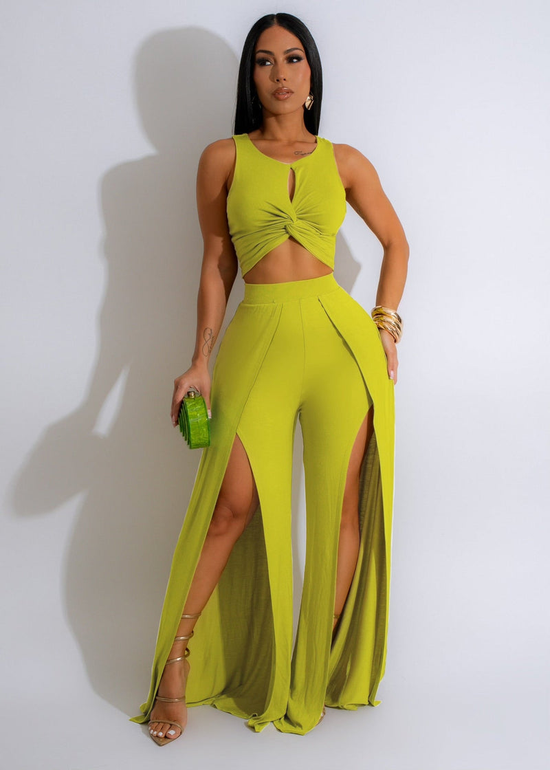 Wear Suit Split Vest Wide Leg Pants Two Piece Set