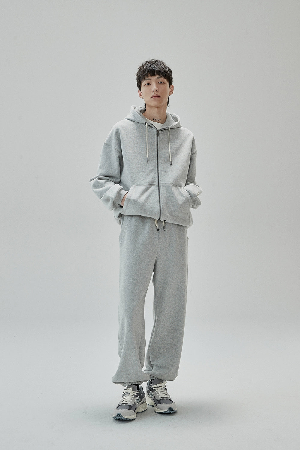 Full Zip Hooded Sweatshirt & Straight Leg Cuffed Pants Set