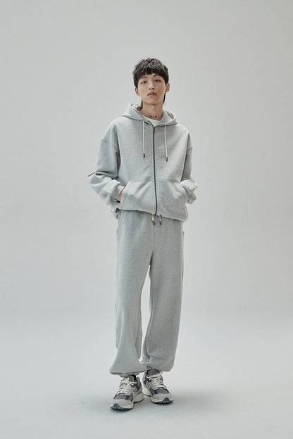 Full Zip Hooded Sweatshirt & Straight Leg Cuffed Pants Set