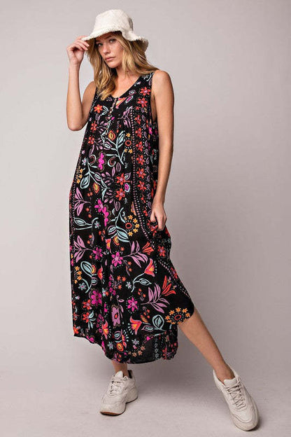 Summer Clothing Printed Loose Sleeveless Jumpsuit