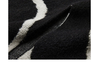White Striped Black Knit Straight Skirt