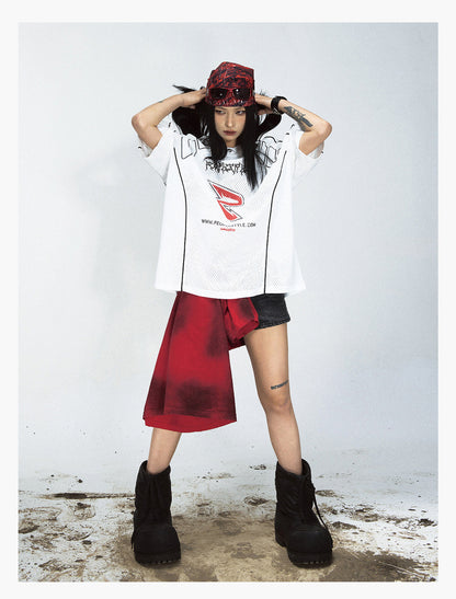 Mesh Logo Oversized Jersey T-shirt