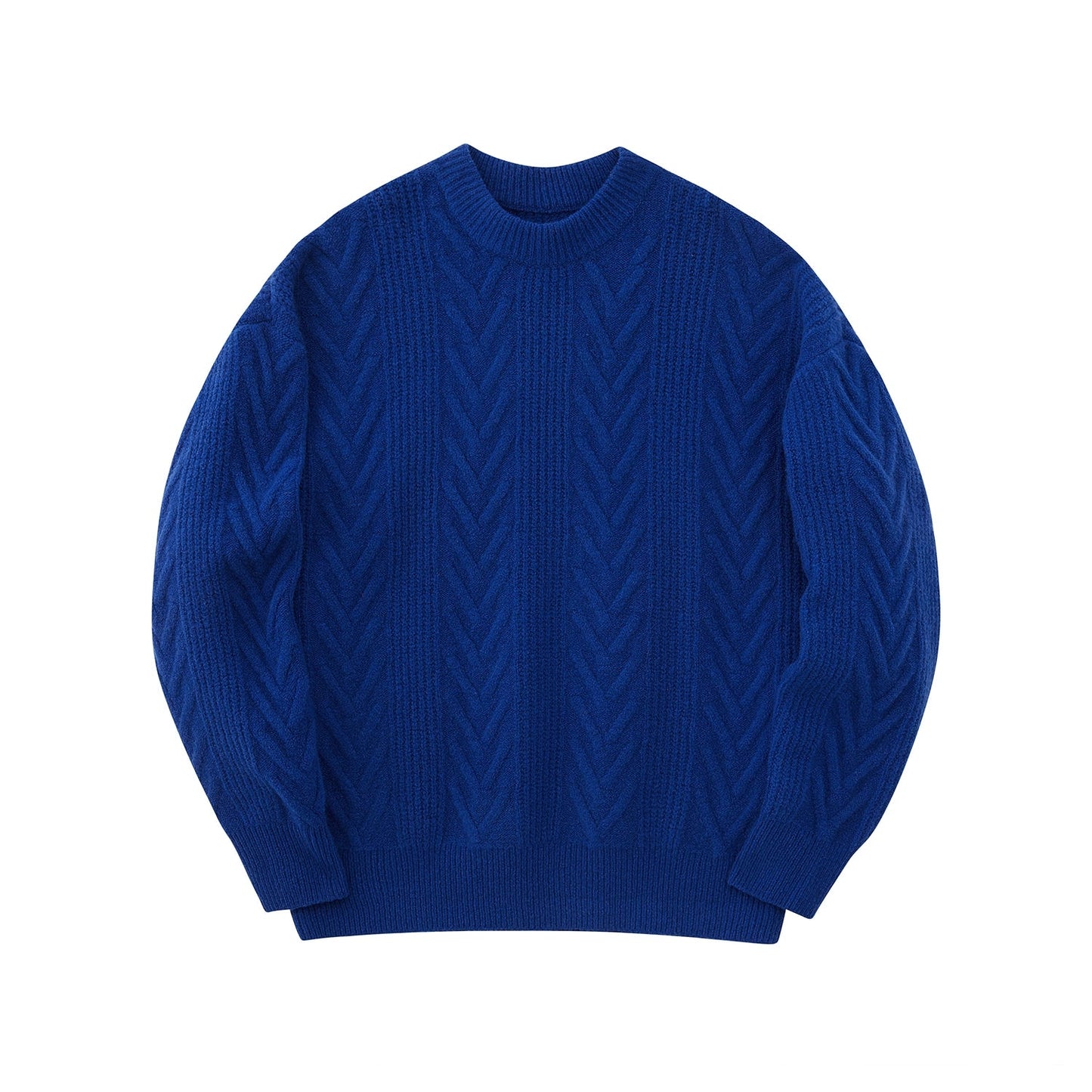 Cream Cable Knit Sweater With Chevron Pattern