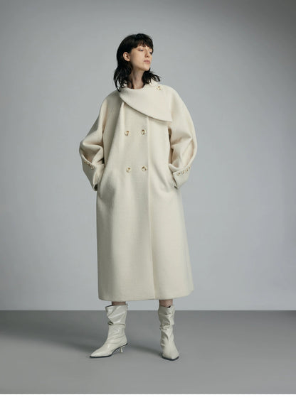Oversized Cream Wool Winter Coat