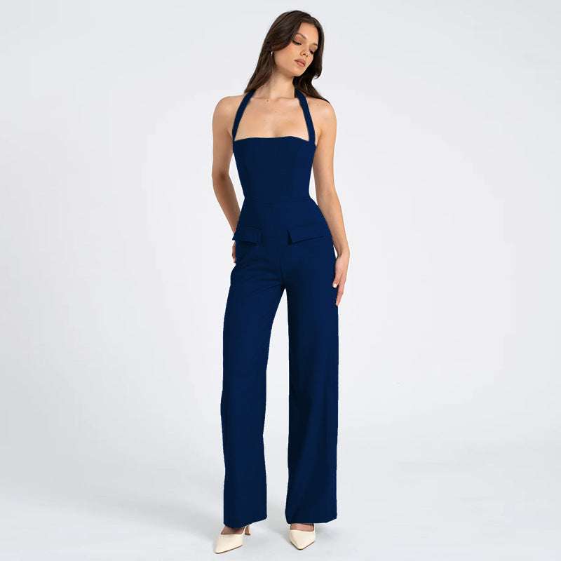 Fall Clothing Slimming Bag Cover Halter Jumpsuit