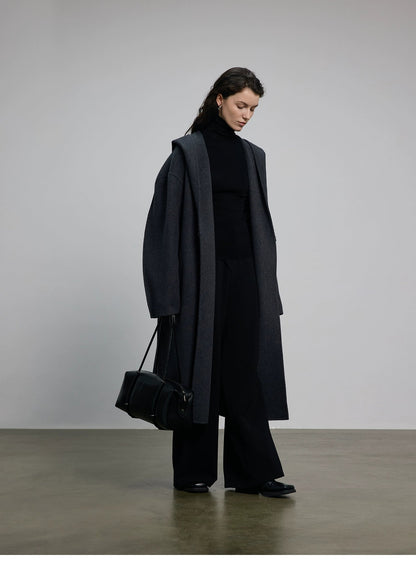 Hooded Long Woolen Coat