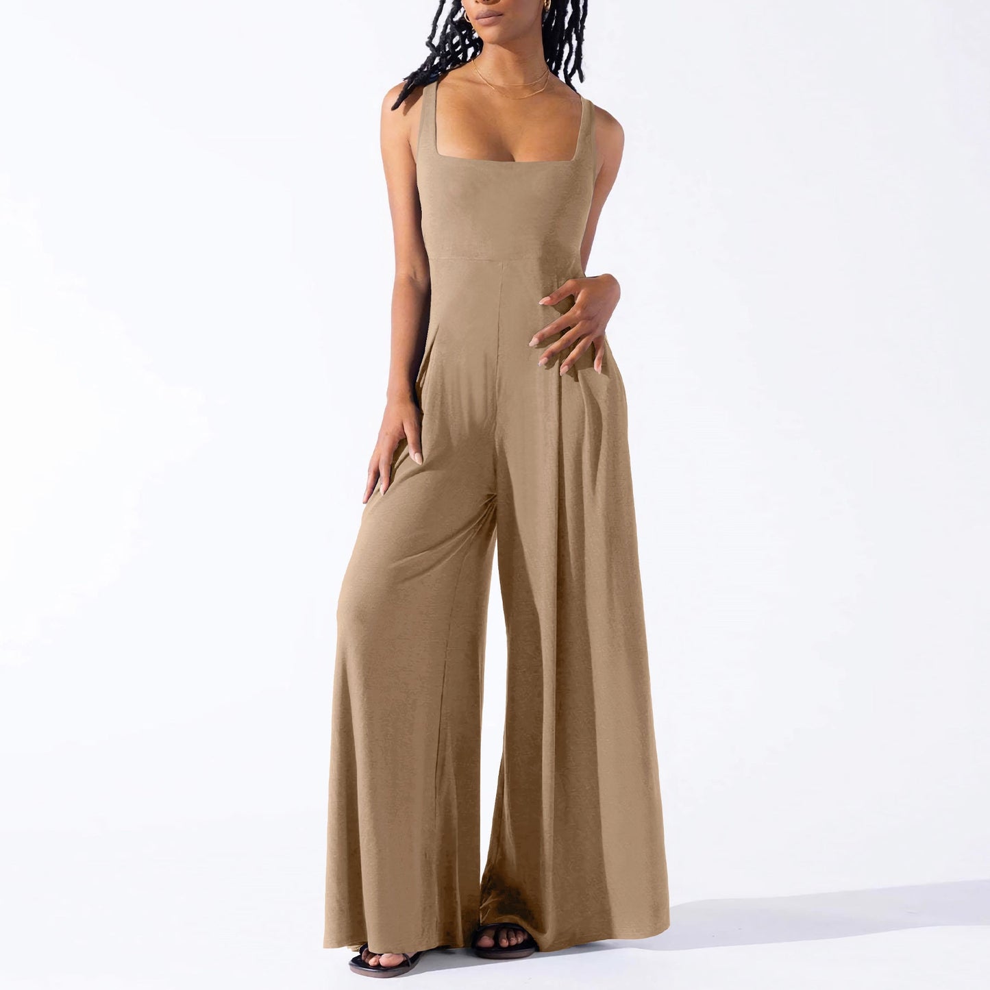 Knitted Sling Wide Leg Jumpsuit Summer Clothing