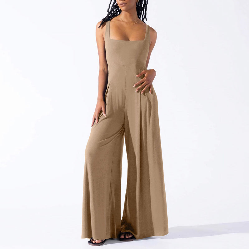 Knitted Sling Wide Leg Jumpsuit Summer Clothing