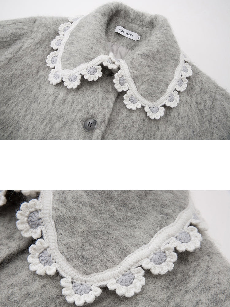 Wool Coat With Lace Lapel