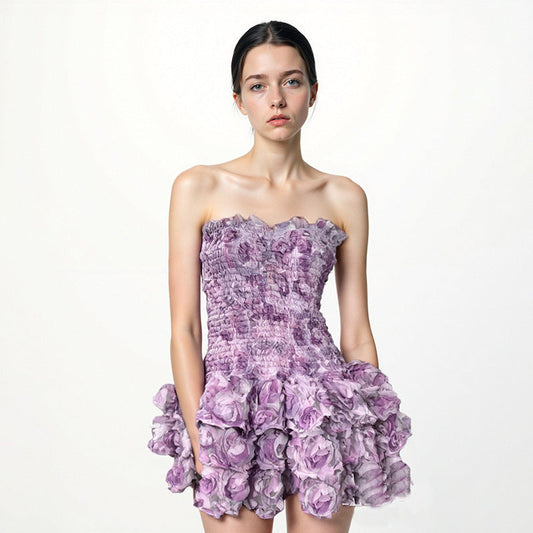 3d Strapless Bodycon Mini Dress Summer