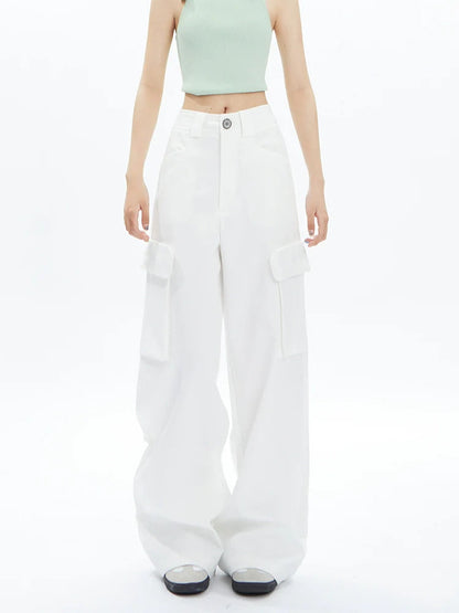 Wide-leg Cargo Pants in Khaki