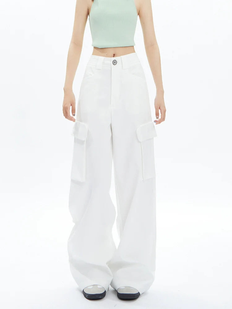 Wide-leg Cargo Pants in Khaki